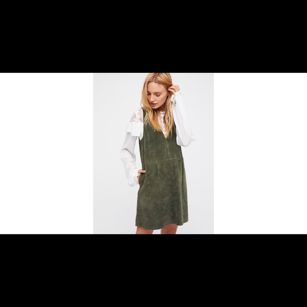 Free People Retro Love Green Suede Dress